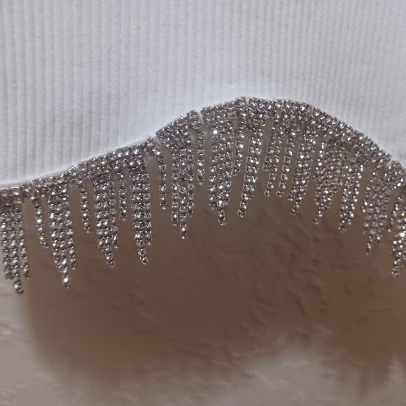 Vital Life Women’s Small White Activewear Top w/ Rhinestone Tassel Bling NWT - Picture 6 of 14